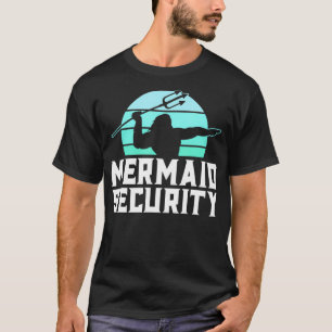 Camiseta Mermaid Security Mens Boys Swimmer Pai Merdad Tri