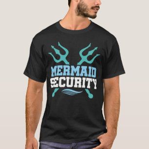 Camiseta Mermaid Security Merman Mens Boys Nadando Merdad
