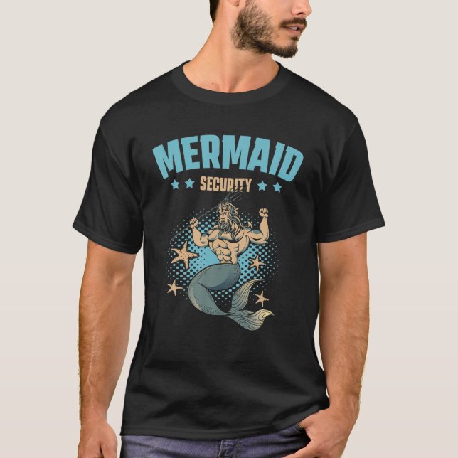 Camiseta Mermaid Security - Merman Mermaid Party Natação (Frente)