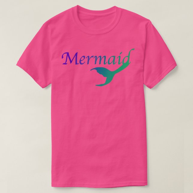 Camiseta Mermaid Tail text verde roxo (Frente do Design)