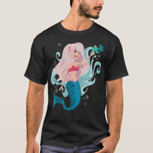 Camiseta Mermaid Tshirt Peixe submarino Segurança da Sereia