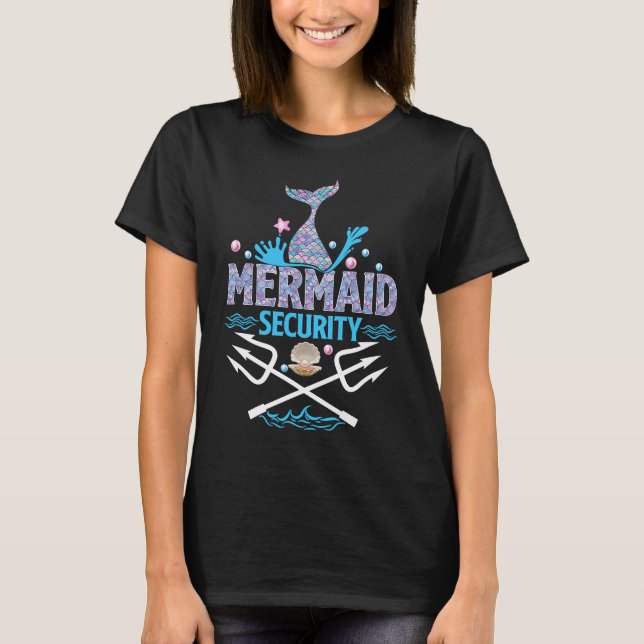 Camiseta Merman Mermaid Security  Lifeguard Swimmer Costume (Frente)