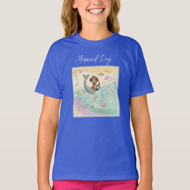 Camiseta mermid dog watercolor (Frente)