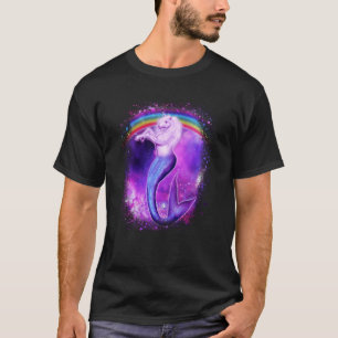 Camiseta Mermid Mermicorn Cute Da Unicórn Em Galaxy Rainbow