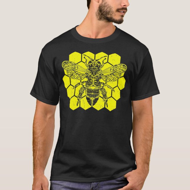 Camiseta Merovingian BEE Masonic Style Design Honeycomb (Frente)