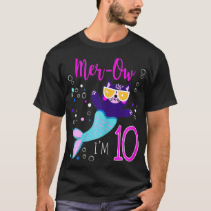 Camiseta MerOw Mermaid Cat Meow 10th Birthday Party for 10