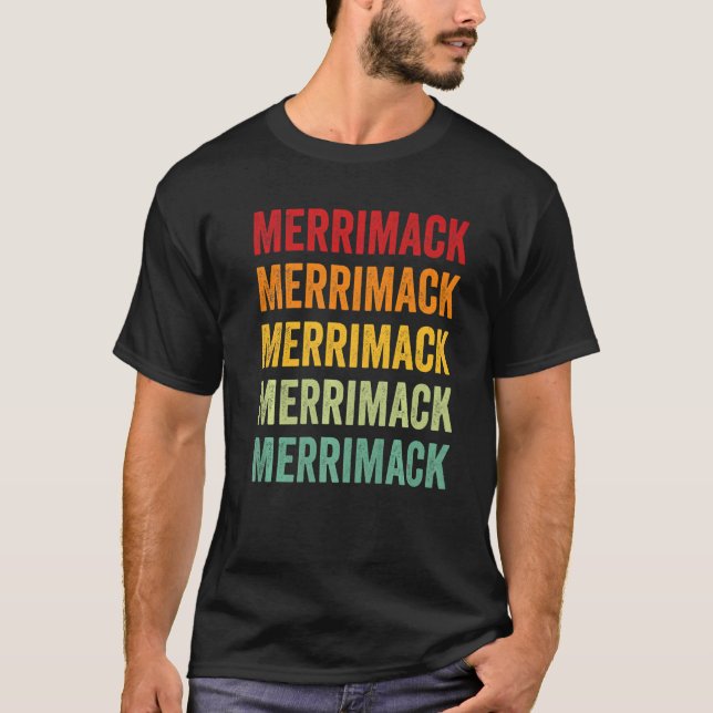 Camiseta Merrimack County New Hampshire Rainbow Text (Frente)