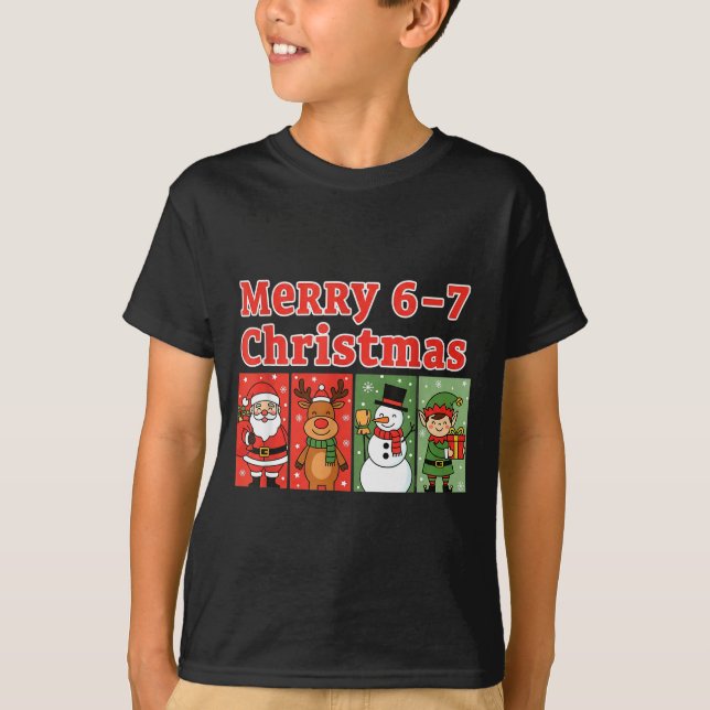 Camiseta Merry 6 7 Six Seven Meme Christmas Women Men Kids  (Frente)