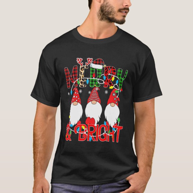Camiseta Merry and Bright Christmas Lights Xmas Holiday Gno (Frente)
