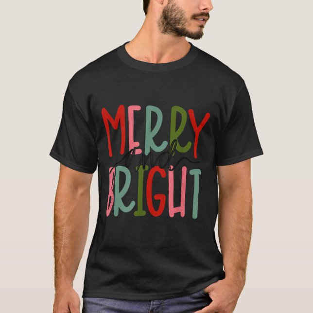 Camiseta Merry And Bright Christmas Women Girls Kids Toddle (Frente)
