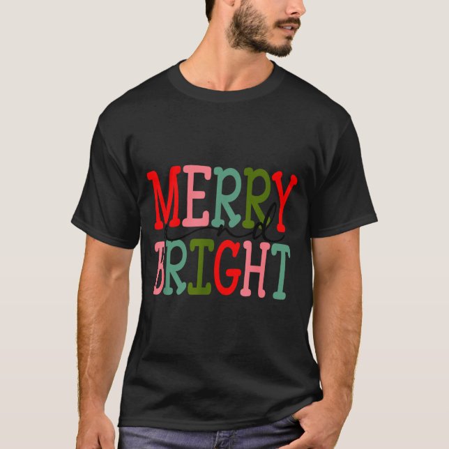 Camiseta Merry And Bright Christmas Women Girls Kids Toddle (Frente)