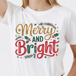 Camiseta Merry and Bright - Custom Family Christmas