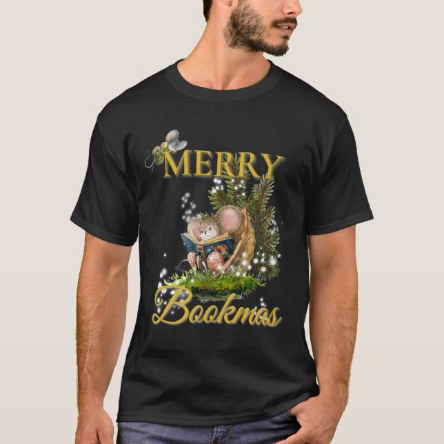 Camiseta Merry Bookmas' Victorian Christmas Mice Bibliophil (Frente)
