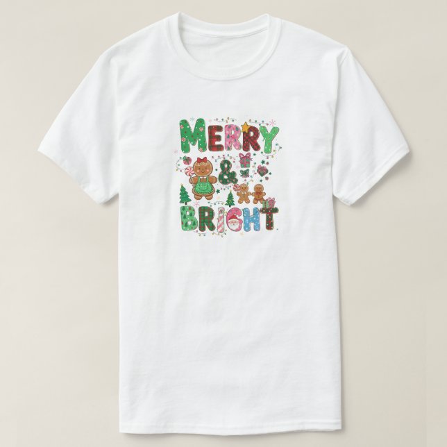 Camiseta Merry & Bright, Festive Christmas Holiday Design (Frente do Design)