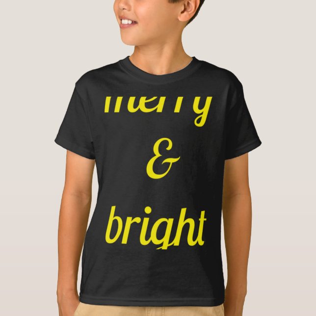 Camiseta Merry Bright Navy Blue Yellow Gift T Shirt  (Frente)