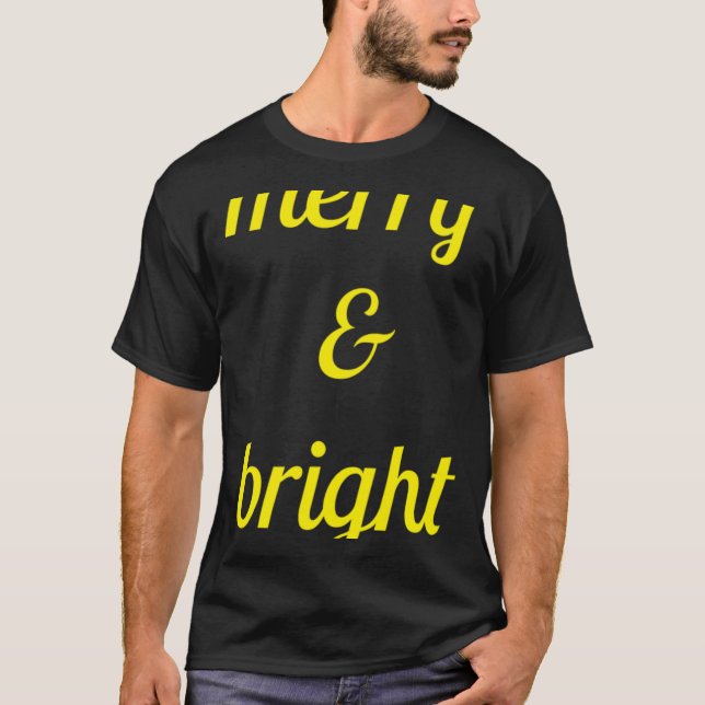 Camiseta Merry Bright Navy Blue Yellow Gift T Shirt  (Frente)