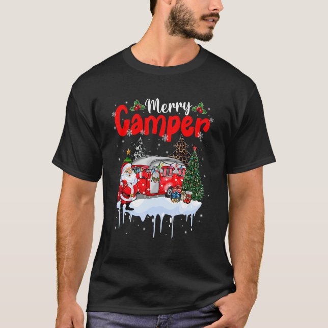Camiseta Merry Camper Christmas Santa Camper Camping Truck  (Frente)