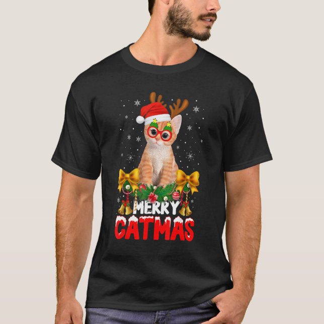 Camiseta Merry Catmas Cat Christmas Pajamas X mas Ugly Swea (Frente)