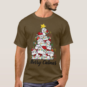 Camiseta Merry Catmas Cat Christmas Tree cat hat santa clau