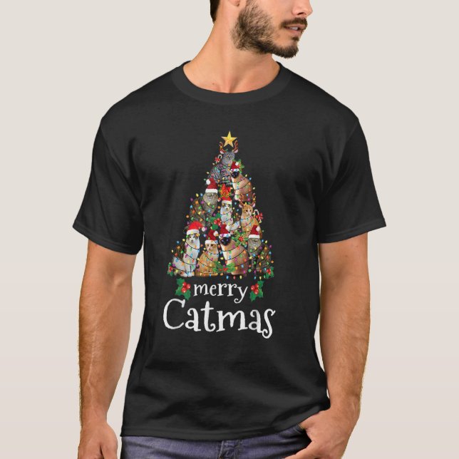 Camiseta Merry Catmas  Cat Christmas Tree Cat  Sweater (Frente)