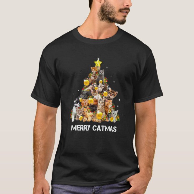 Camiseta Merry Catmas Cat Mom Cat Dad Cat Boys Cat Christma (Frente)