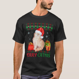 Camiseta Merry Catmas Cat Ugly Christmas Cat Mom Dad