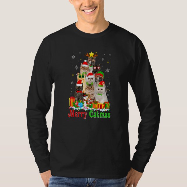 Camiseta Merry Catmas Cute Exotic Shorthair Cat Christmas T (Frente)