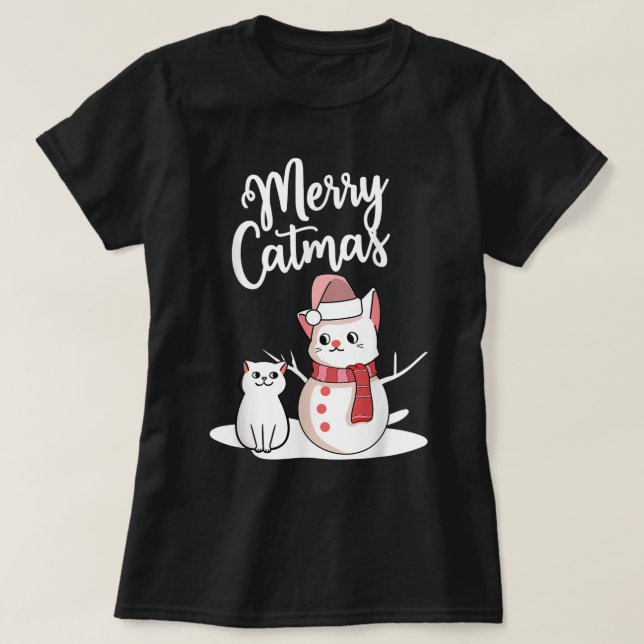 Camiseta Merry Catmas Funny Christmas Cats (Frente do Design)
