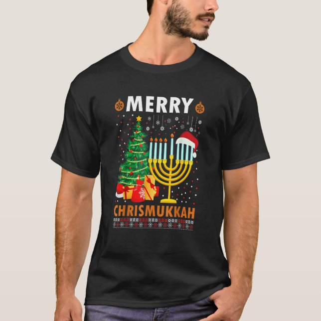 Camiseta Merry Chrismukkah 2022 Happy Hanukkah Christmas Sa (Frente)