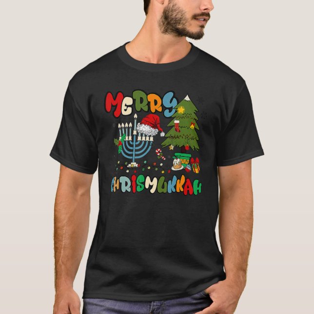 Camiseta Merry Chrismukkah Hanukkah Jewish Chanukah Menorah (Frente)
