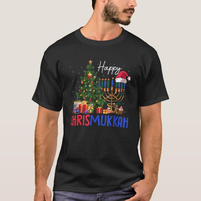 Camiseta Merry Chrismukkah Happy Christmas Hanukkah  (Frente)