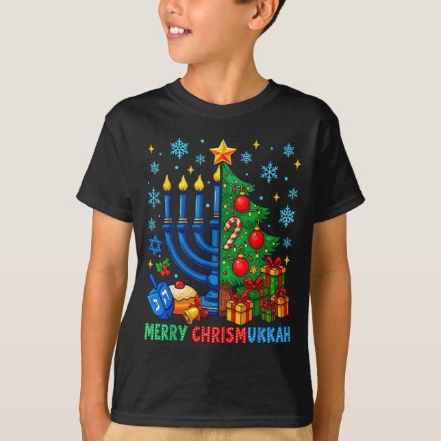 Camiseta Merry Chrismukkah Happy Christmas Hanukkah Pajama  (Frente)