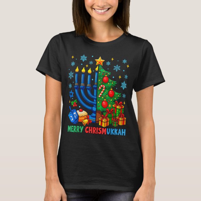 Camiseta Merry Chrismukkah Happy Christmas Hanukkah Pajama  (Frente)