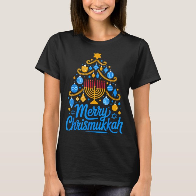 Camiseta Merry Chrismukkah Holiday Hanukkah Family Matching (Frente)