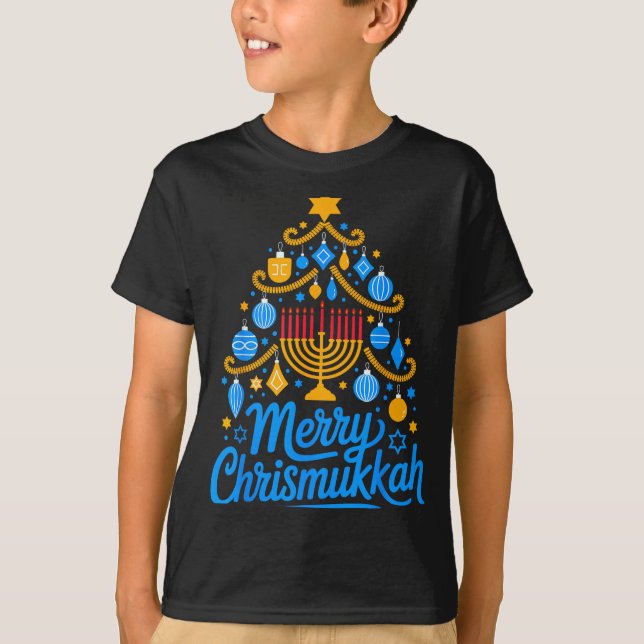 Camiseta Merry Chrismukkah Holiday Hanukkah Family Matching (Frente)