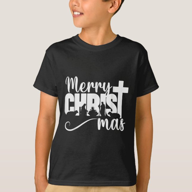 Camiseta Merry Christ Mas Christian Christmas Jesus Christm (Frente)