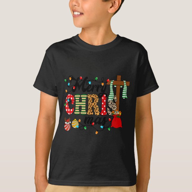 Camiseta Merry Christ Mas Christian Christmas Jesus Christm (Frente)