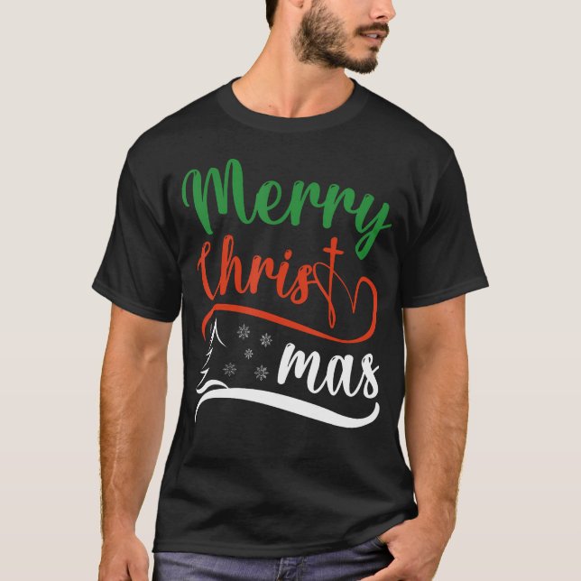 Camiseta Merry Christ Mas Christian Christmas Jesus Christm (Frente)