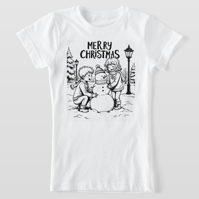 Camiseta Merry Christmas  (Merry Christmas black and white T-Shirt.  )