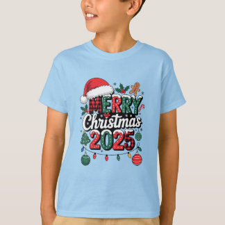 Camiseta Merry Christmas 2025 Family Funny Santa Hat Pajama