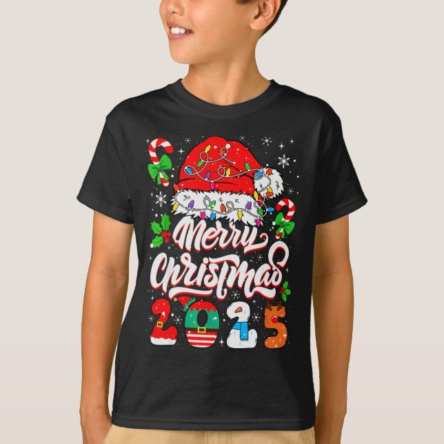 Camiseta Merry Christmas 2025 Family Matching Pajamas Xmas  (Frente)