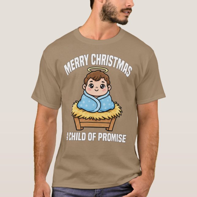 Camiseta MERRY CHRISTMAS A CHILD OF PROMISE Ba funny (Frente)