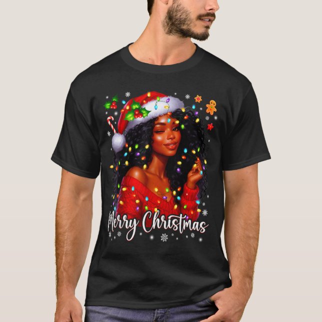 Camiseta Merry Christmas African American Melanin Pjs Xmas  (Frente)