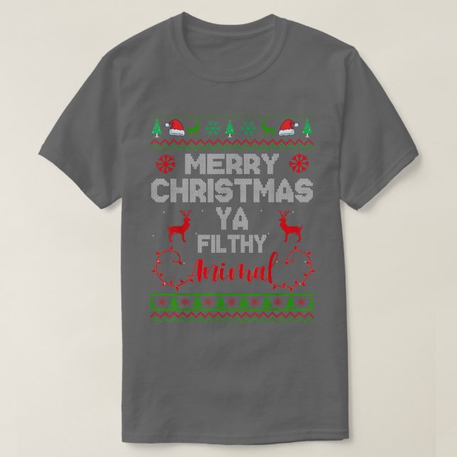 Camiseta Merry Christmas Animal Filthy Ya Funny Xmas  (Frente do Design)