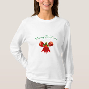 Camiseta MERRY CHRISTMAS Arco Vermelho com Holly Festivo Mo