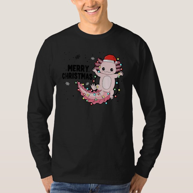 Camiseta Merry Christmas Axolotl Xmas Lights Salamander (Frente)
