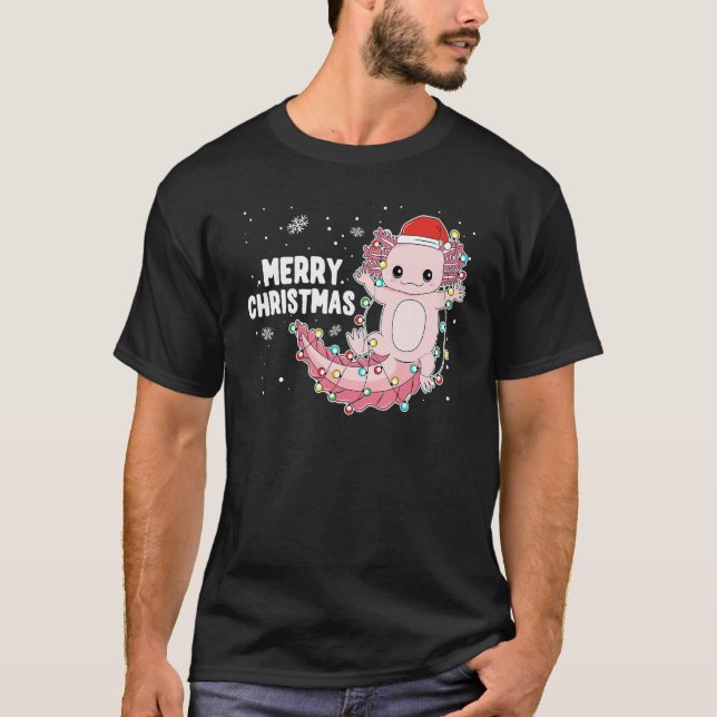 Camiseta Merry Christmas Axolotl Xmas Lights Salamander  1 (Frente)
