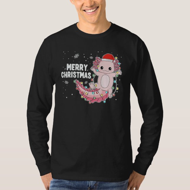 Camiseta Merry Christmas Axolotl Xmas Lights Salamander  1 (Frente)