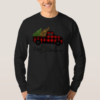 Camiseta Merry Christmas Buffalo Truck Tree Red Plaid Leopa