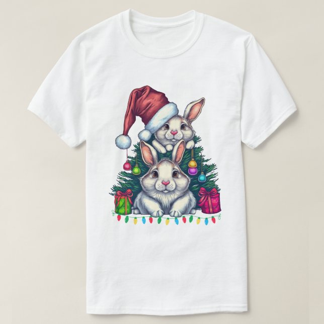 Camiseta Merry Christmas Bunny Rabbit Squad T Shirt (Frente do Design)